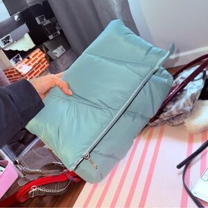 PrettyLittleThing Light Blue Puffer Clutch